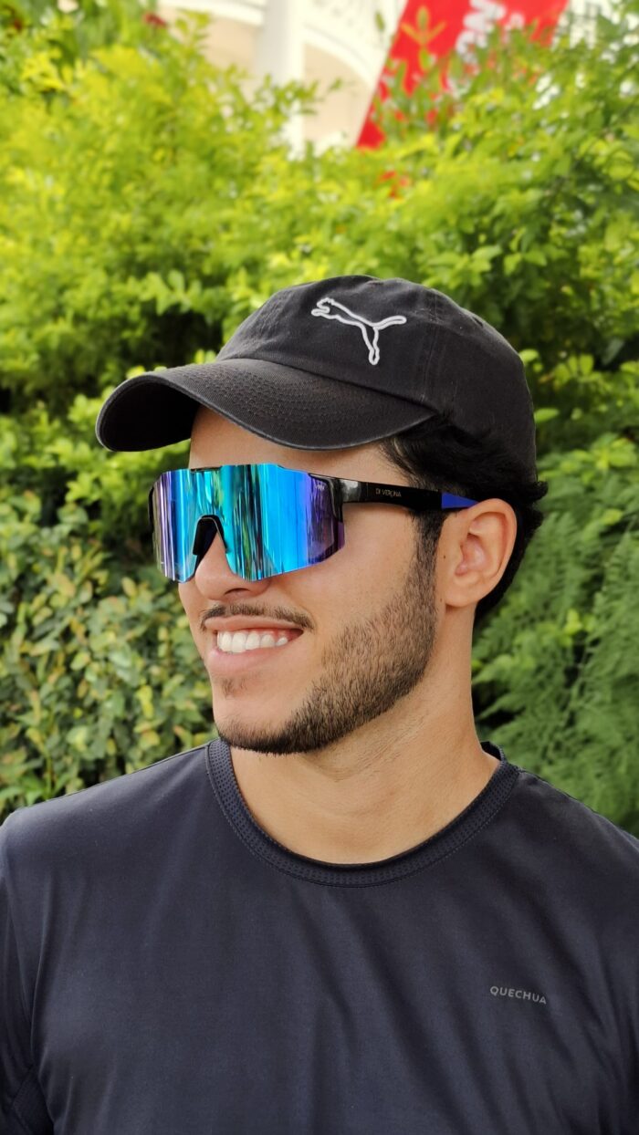 Óculos de Sol Esportivo VRN Roxo Azul/Preto Azul Com Case Grátis