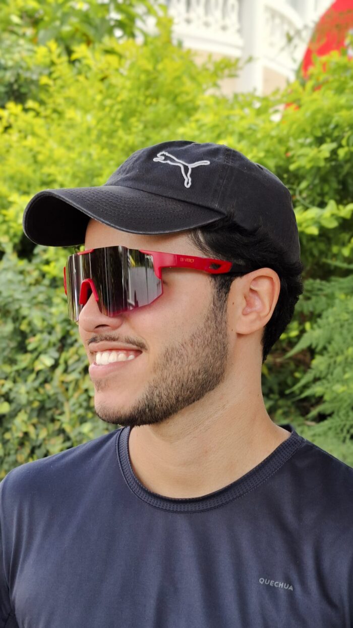 Óculos de Sol Esportivo VRN Roxo Degradê/ Vermelho Preto Com Case Grátis