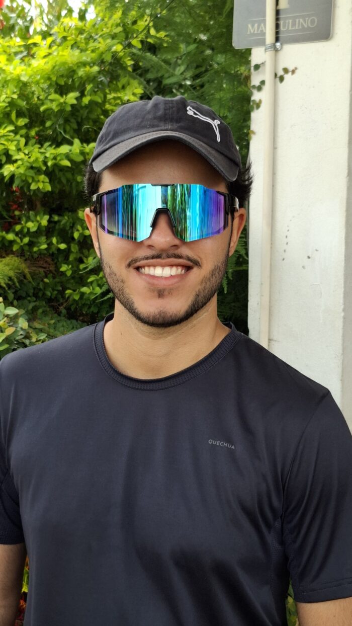 Óculos de Sol Esportivo VRN Roxo Azul/Preto Azul Com Case Grátis - Imagem 3